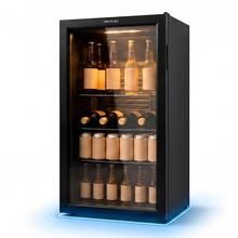 Bolero CoolMarket BC 88 Black Nevera Mini Bar con puerta de cristal, chasis color negro, Capacidad 88 Litros (115 Latas de 33cl), Compresor incorporado, Luz LED interior, Temperatura 0ºC a 10ºC, Ancho 44.5 x Alto 83.3 x Fondo 50 cm
