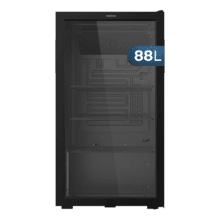 Bolero CoolMarket BC 88 Black Nevera Mini Bar con puerta de cristal, chasis color negro, Capacidad 88 Litros (115 Latas de 33cl), Compresor incorporado, Luz LED interior, Temperatura 0ºC a 10ºC, Ancho 44.5 x Alto 83.3 x Fondo 50 cm