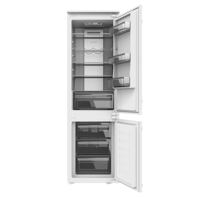 Bolero CoolMarket Combi BI-S MC 232 E Frigorífico combi Integrable sistema de puerta deslizante, Alto 177, Ancho 54cm, Capacidad 232 Litros, Metal Cooling, NoFrost, Clase Energética E, Fast Cooling, Fast Freezing y modo Vacaciones