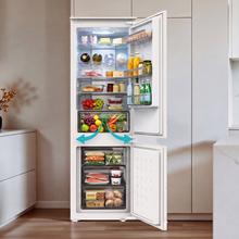 Bolero CoolMarket Combi BI-S MC 232 E Kombi-Kühlschrank mit Schiebetürsystem, Höhe 177, Breite 54cm, Fassungsvermögen 232 Liter, Metal Cooling (Metallkühlung), NoFrost, Energieklasse E, Fast Cooling (Schnellkühlung), Fast Freezing (Schnellgefrieren) und Urlaubsmodus