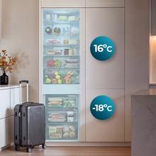 Bolero CoolMarket Combi BI-S MC 232 E Kombi-Kühlschrank mit Schiebetürsystem, Höhe 177, Breite 54cm, Fassungsvermögen 232 Liter, Metal Cooling (Metallkühlung), NoFrost, Energieklasse E, Fast Cooling (Schnellkühlung), Fast Freezing (Schnellgefrieren) und Urlaubsmodus