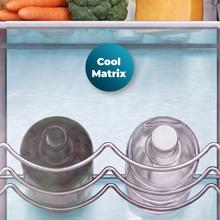 Bolero CoolMarket Combi BI-D MC 232 GREY E Réfrigérateur-congélateur encastrable à porte fixe, 177x54cm, 232 litres, Metal Cooling, intérieur gris premium, classe énergétique E, Fast Cooling, Fast Freezing et mode Vacances.