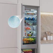 Bolero CoolMarket Combi BI-D MC 232 GREY E Réfrigérateur-congélateur encastrable à porte fixe, 177x54cm, 232 litres, Metal Cooling, intérieur gris premium, classe énergétique E, Fast Cooling, Fast Freezing et mode Vacances.