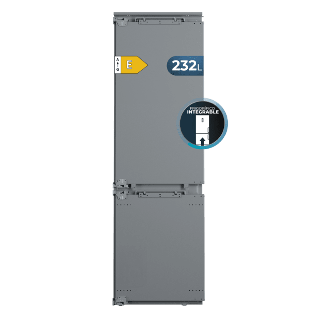 Frigorífico combi integrable puerta fija, 177x54cm, 232 Litros, Metal Cooling, Cavidad Interior gris prémium, Clase E, Clase Energética E, Fast Cooling, Fast Freezing y modo Vacaciones