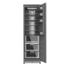 Bolero CoolMarket 1D BI-D 306 GREY E Frigorífico de 1 porta integrável com porta fixa, 187x55,9cm, 222 litros, Metal Cooling, interior cinzento Premium, Fast Freezing, modo de férias e classe energética E,