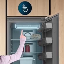 Bolero CoolMarket 1D BI-D 306 GREY E Frigorífico de 1 porta integrável com porta fixa, 187x55,9cm, 222 litros, Metal Cooling, interior cinzento Premium, Fast Freezing, modo de férias e classe energética E,