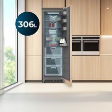 Bolero CoolMarket 1D BI-D 306 GREY E Frigorífico de 1 porta integrável com porta fixa, 187x55,9cm, 222 litros, Metal Cooling, interior cinzento Premium, Fast Freezing, modo de férias e classe energética E,