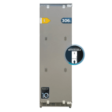 Bolero CoolMarket 1D BI-D 306 GREY E Frigorífico de 1 porta integrável com porta fixa, 187x55,9cm, 222 litros, Metal Cooling, interior cinzento Premium, Fast Freezing, modo de férias e classe energética E,