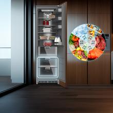 Bolero CoolMarket 1D BI-D 306 GREY E Frigorífico de 1 porta integrável com porta fixa, 187x55,9cm, 222 litros, Metal Cooling, interior cinzento Premium, Fast Freezing, modo de férias e classe energética E,