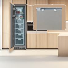 Bolero CoolMarket UF BI-D 222 GREY E Congelador 1 puerta integrable de puerta fija, 187x55,9cm, 222 Litros, Metal Cooling, Cavidad Interior gris prémium, Fast Freezing, modo Vacaciones y Clase Energética E,
