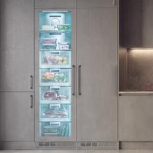 Bolero CoolMarket UF BI-D 222 GREY E Congelador 1 puerta integrable de puerta fija, 187x55,9cm, 222 Litros, Metal Cooling, Cavidad Interior gris prémium, Fast Freezing, modo Vacaciones y Clase Energética E,