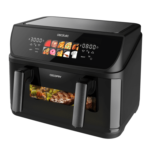 Cecofry&Grill Duoheat 10000 Friteuse à air avec double résistance pour un grillage parfait de la viande, capacité de 10 litres et puissance de 2200 W pour des plats sains.