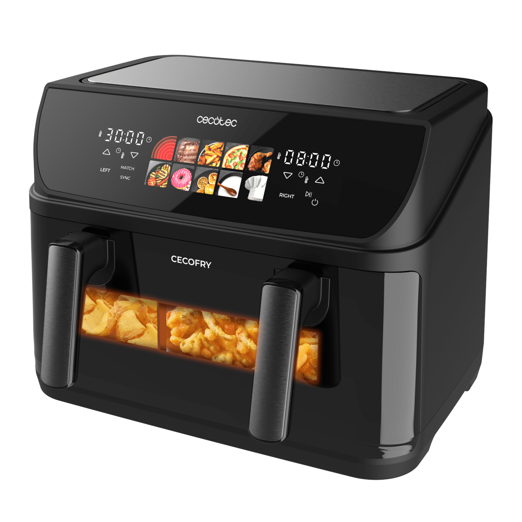 Cecofry&Grill Duoheat 10000 Fritadeira com dupla resistência para um dourado perfeito e um sabor a grelhado nas carnes, 10 litros de capacidade e 2200 W de potência para pratos saudáveis.