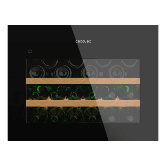 Bolero GrandSommelier BI 28000 Touch Black Compressor Vinoteca completamente integrable con cristal negro, Apertura táctil mediante sensor, Zona temperatura 5ºC a 20ºC, Capacidad 28 Botellas, Dimensiones 45x60cm, Iluminación LED interior, Compresor integrado, Display LED Interior, Funcionamiento silencioso, 2 Estantes madera