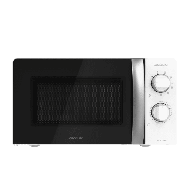 Micro-ondes GrandHeat 2110 d'une capacité de 20 litres, avec fonction grill, 6 niveaux de puissance, minuterie et commandes rotatives mécaniques.