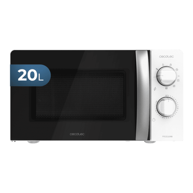 GrandHeat 2110 Microondas de 20 litros de capacidad, con función grill, 6 niveles de potencia, temporizador y mandos giratorios mecánicos.