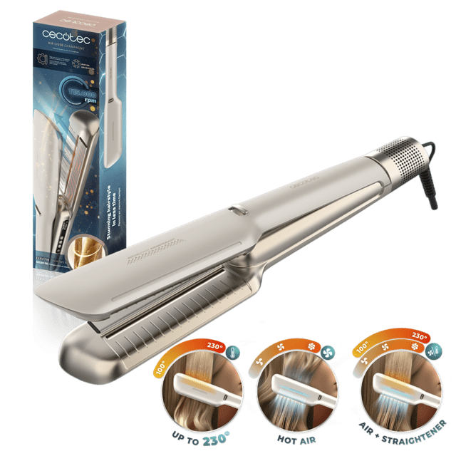Plancha de Pelo CECOTEC Air Lisse Champagne con caja y modos de uso