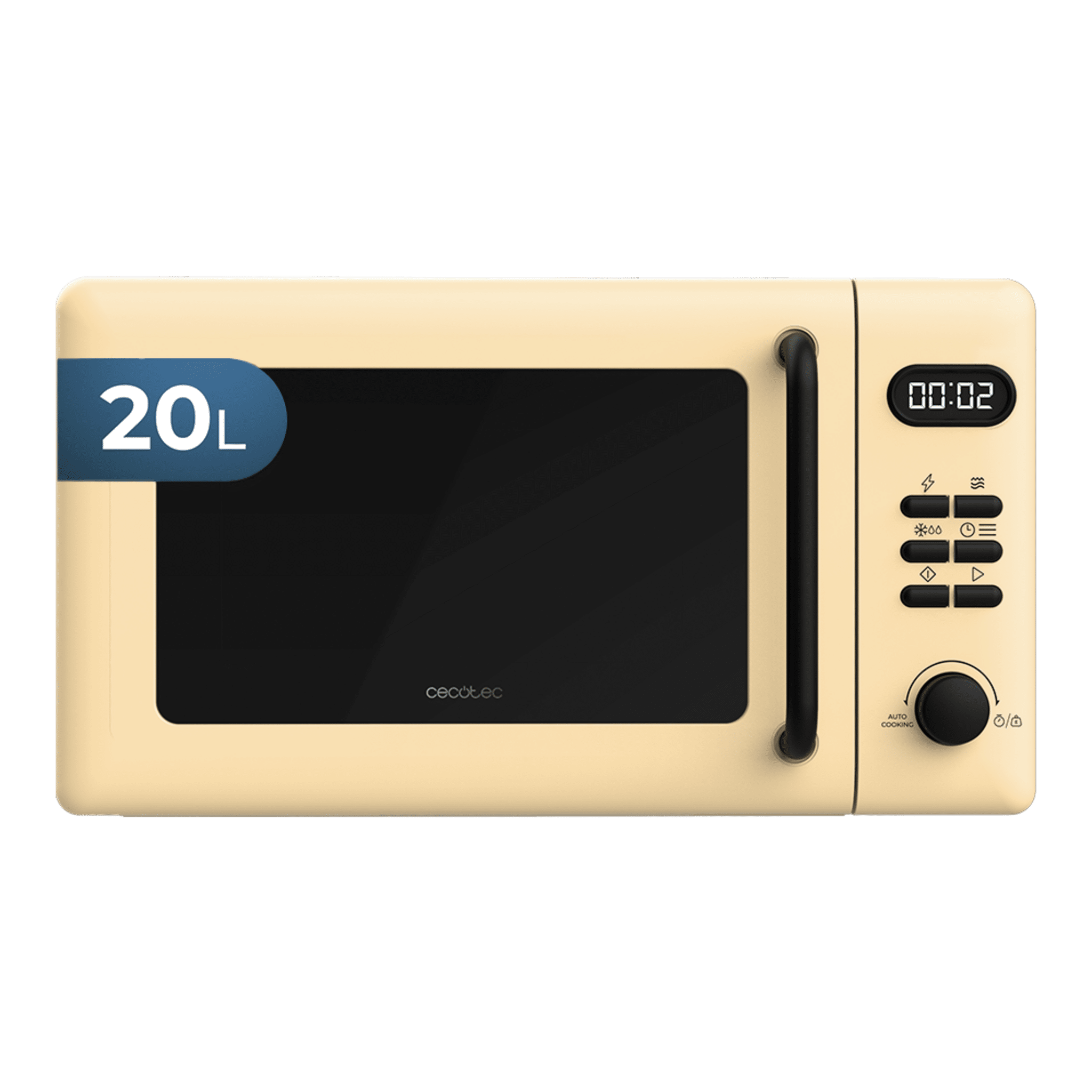 Micro-ondes Mécanique Rétro 20L - 700W Vert Vintage - 6 Niveaux Puissance - Dégivrage - Minuterie 30min