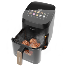 Cecofry&Grill Smokin' 4500 Freidora de aire con doble grill y ahumador para dorado perfecto y sabor de parrilla en carnes, capacidad de 4.5 litros y potencia de 1900 W para platos saludables.