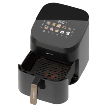 Cecofry&Grill Smokin' 6500 Freidora de aire con doble grill y ahumador para dorado perfecto y sabor de parrilla en carnes, capacidad de 6,5 litros y potencia de 2200 W para platos saludables.