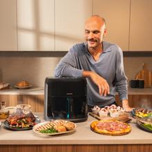 Cecofry&Grill Smokin'Prime 8500 Freidora de aire con doble resistencia para dorado perfecto y sabor de parrilla en carnes, capacidad de 8.5 litros y potencia de 2300 W para platos saludables.
