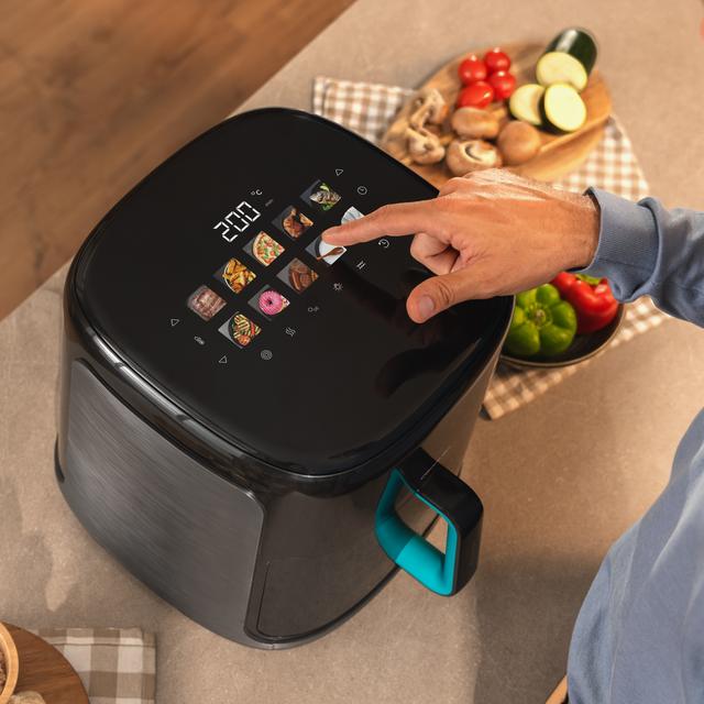 Cecofry&Grill Smokin'Prime 8500 Freidora de aire con doble resistencia para dorado perfecto y sabor de parrilla en carnes, capacidad de 8.5 litros y potencia de 2300 W para platos saludables.