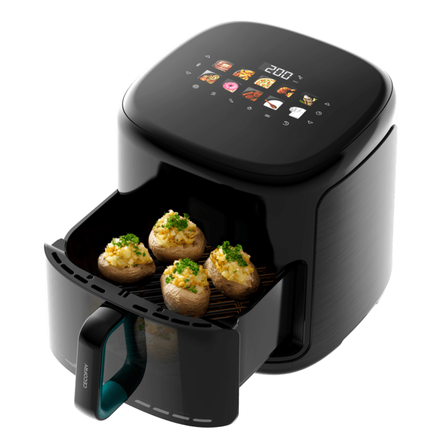 Cecofry&Grill Smokin'Prime 8500 Freidora de aire con doble resistencia para dorado perfecto y sabor de parrilla en carnes, capacidad de 8.5 litros y potencia de 2300 W para platos saludables.