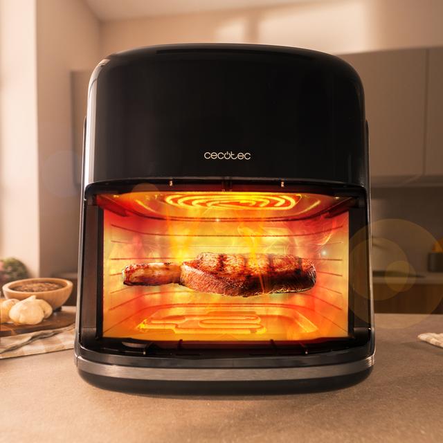 Cecofry&Grill Smokin'Prime 8500 Freidora de aire con doble resistencia para dorado perfecto y sabor de parrilla en carnes, capacidad de 8.5 litros y potencia de 2300 W para platos saludables.