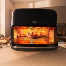 Cecofry&Grill Smokin'Prime 11000 Freidora de aire con cuatro resistencias para dorado perfecto y sabor de parrilla en carnes, capacidad de 11 litros, potencia de 2800 W para platos saludables y pared divisoria móvil para optar entre dos cestillos con temperatura dual o convertirse en una sola cubeta.
