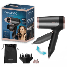 IoniCare Power&Go Heaven Black Secador de pelo DC plegable con tecnología iónica real y pro style que incluye boquilla de precisión, difusor y función de aire frío