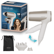 IoniCare Power&Go Heaven Champagne Secador de pelo DC plegable con tecnología iónica real y pro style que incluye boquilla de precisión, difusor y función de aire frío