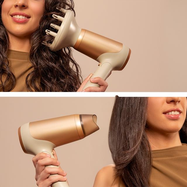 IoniCare Power&Go Heaven Champagne Secador de pelo DC plegable con tecnología iónica real y pro style que incluye boquilla de precisión, difusor y función de aire frío