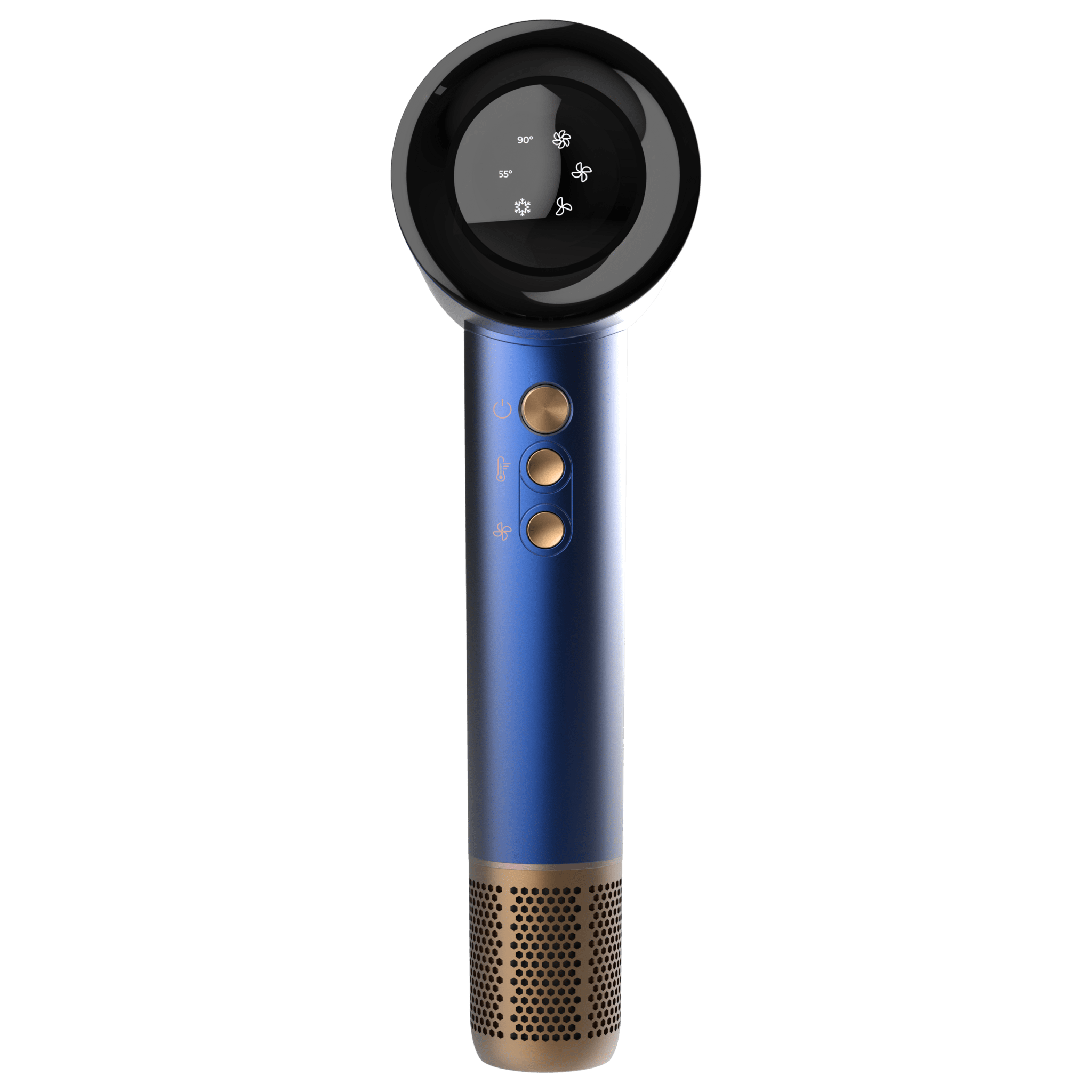 Secador Cecotec Nano IonTech Blue vista frontal con pantalla LED