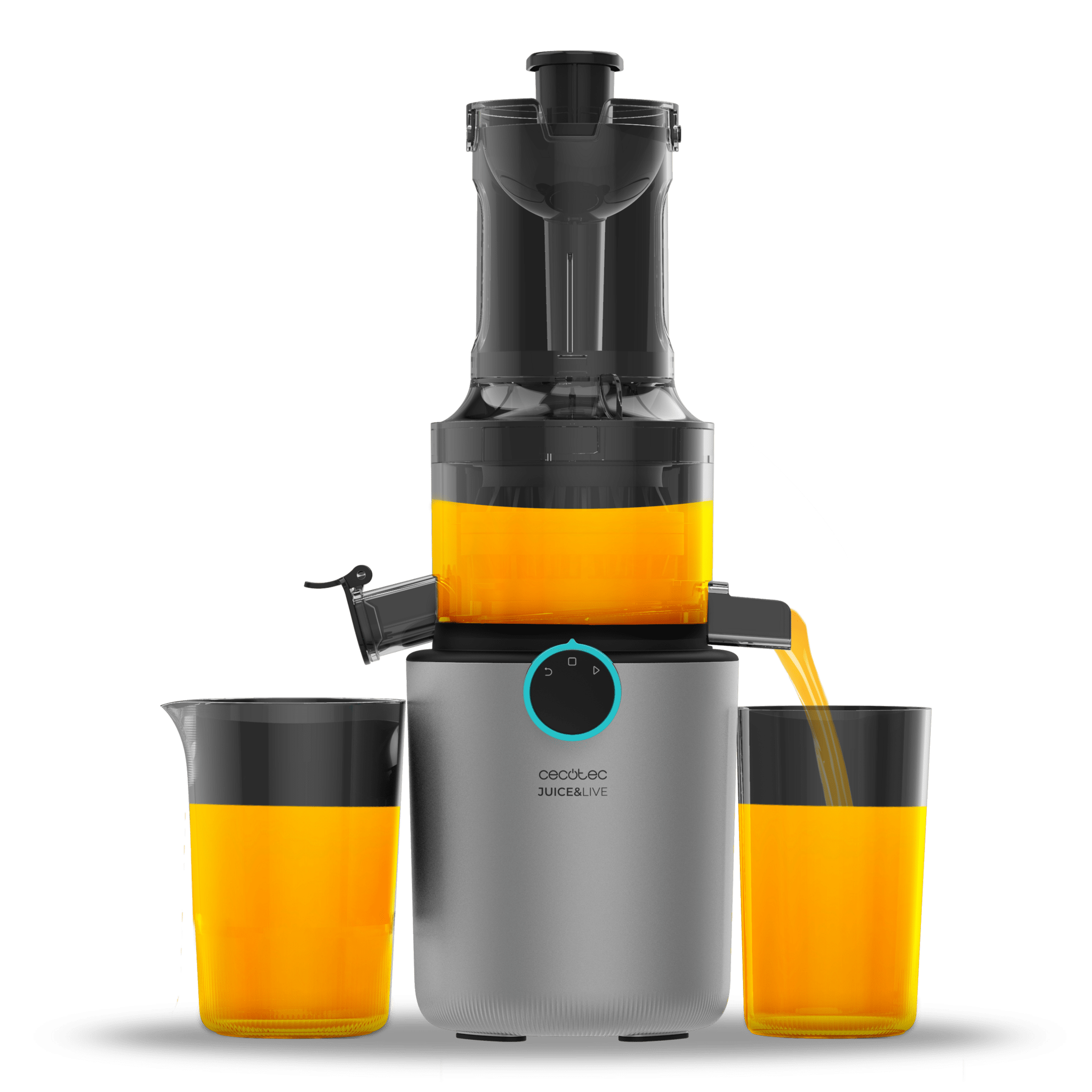 Juice&Live 1500 Slim Frullatore a freddo con motore DC da 200 W, 1 velocità e funzione di inversione, bocca da 82 mm, 55±5 giri/min.