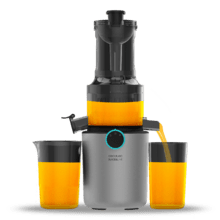 Juice&Live 1500 Slim Licuadora de Prensa Fría con Motor DC de 200W, 1 Velocidad y Función de Marcha Atrás, Boca de 82mm, 55±5 RPM