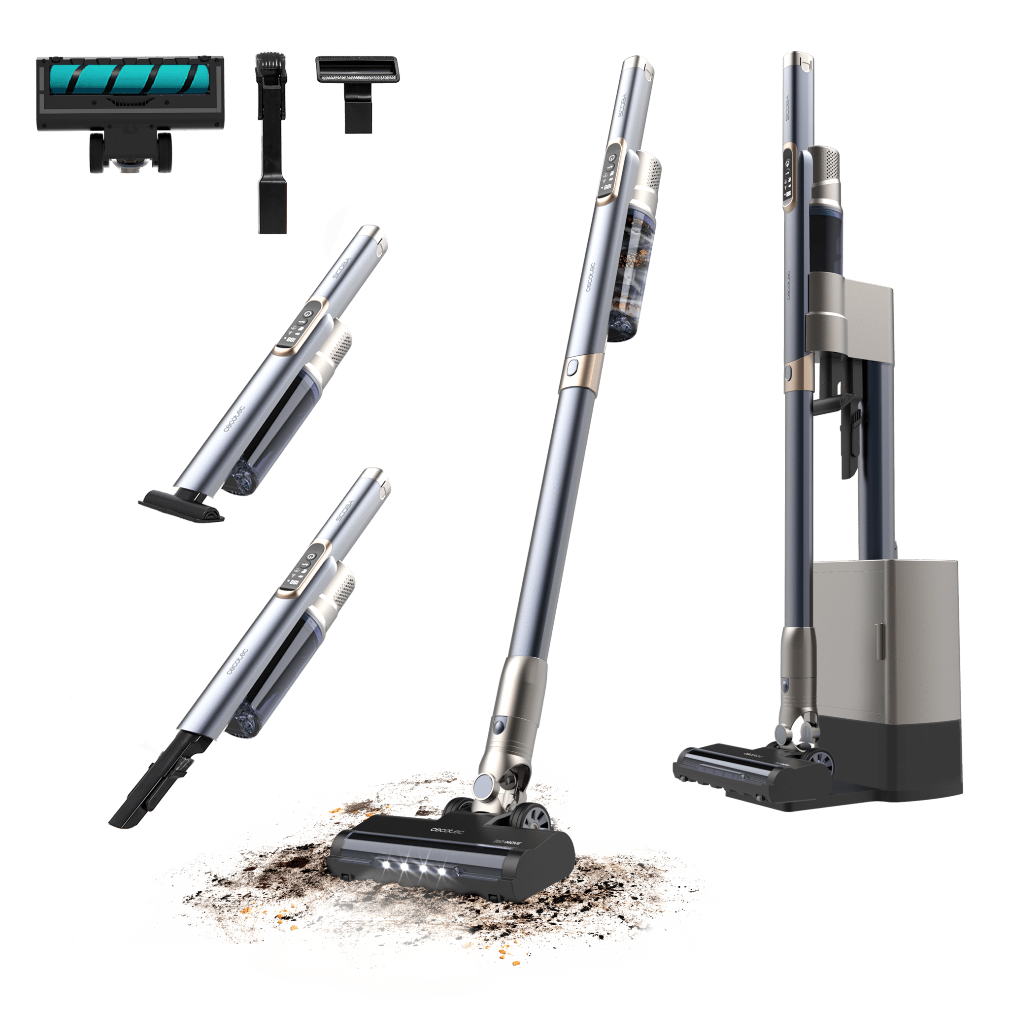 Scoba 2100 Station Aspirateur-balai léger avec base de vidange automatique Scoba 2100 Station. Moteur Digital Brushless de 210 W avec une puissance d'aspiration de 20 kPa. Jusqu’à 40 minutes d’autonomie. Deux modes d'aspiration. Brosse Jalisco. Il inclut un accessoire 2 en 1 pour les meubles et/ou recoins et un autre pour les tissus d'ameublement.