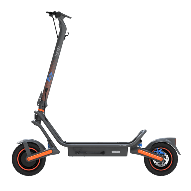 Bongo GS65 2x2 XXL Connected Patinete eléctrico con base ultrawide, doble suspensión, doble motor, potencia máxima de 1000W y neumáticos de 10" que permite desplazarse cómodamente por cualquier superficie. Con autonomía de hasta 65 km. Cumple con todos los requisitos de la normativa española de circulación. (DGT)