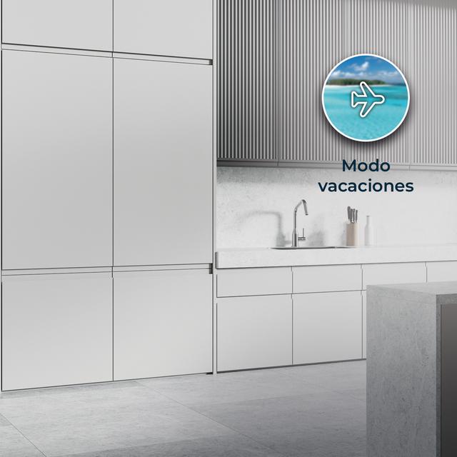 Bolero CoolMarket Combi BI-D FLW 341 E Frigorífico Combi Integrable de puerta fija, 341L, Total NoFrost, Full LED Wall, Fresh Zone Plus, Tamaño XL con Compresor Inverter Plus, Fast Cooling y Fast Freezing, Modo Vacaciones, Modo Smart, Clase E y 193,7x69cm.