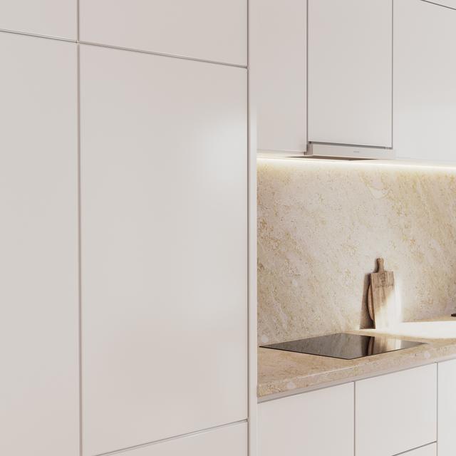 Réfrigérateur combiné intégré Bolero CoolMarket Combi BI-D FLW 341 E avec porte fixe, 341 L, Total NoFrost, Full LED Wall, Fresh Zone Plus, taille XL avec compresseur Inverter Plus, refroidissement rapide et congélation rapide, mode vacances, mode intelligent, classe E et 193,7 x 69 cm.