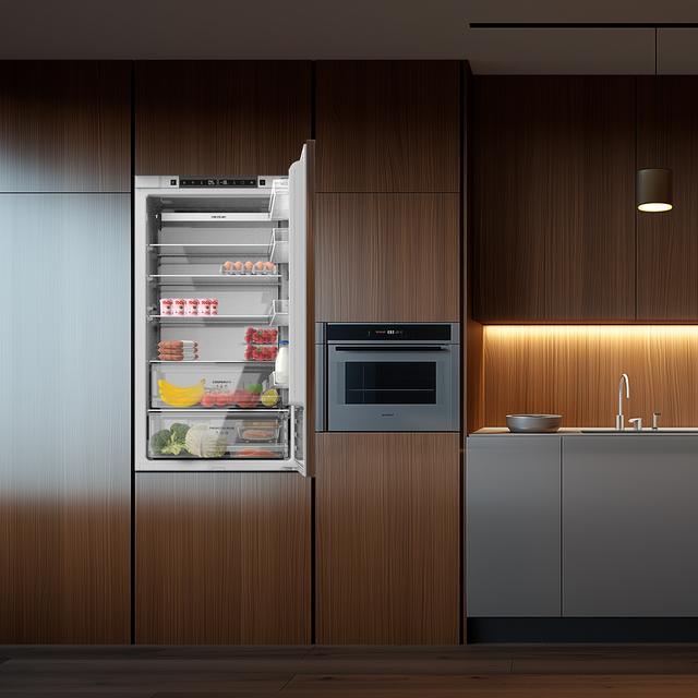 Bolero CoolMarket Combi BI-D FLW 341 E Frigorífico Combi Integrable de puerta fija, 341L, Total NoFrost, Full LED Wall, Fresh Zone Plus, Tamaño XL con Compresor Inverter Plus, Fast Cooling y Fast Freezing, Modo Vacaciones, Modo Smart, Clase E y 193,7x69cm.