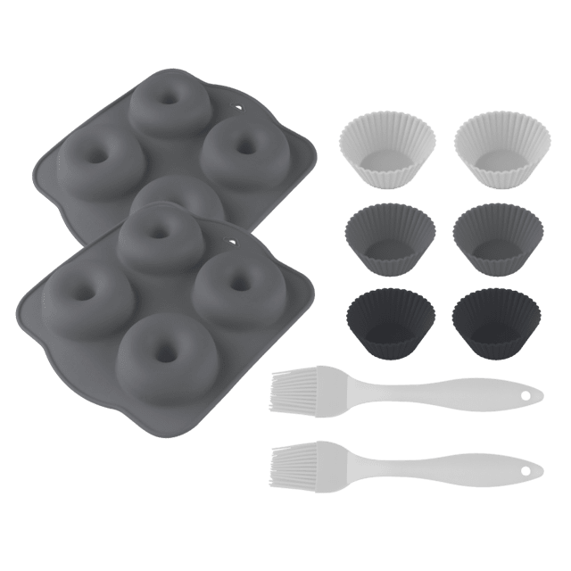 Cecofry SweetBake Pack Accessories Moldes de silicona de alta calidad y libres de BPA para donas y magdalenas, pinceles de silicona, y es compatible con freidoras de aire de 6 a 8L, ofreciendo una superficie antiadherente para una limpieza fácil.