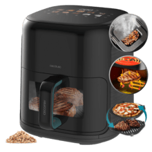 Cecofry&Grill Smokin'Prime 4000 Freidora de aire con doble resistencia para dorado perfecto y sabor de parrilla en carnes, capacidad de 4 litros y potencia de 1900 W para platos saludables.