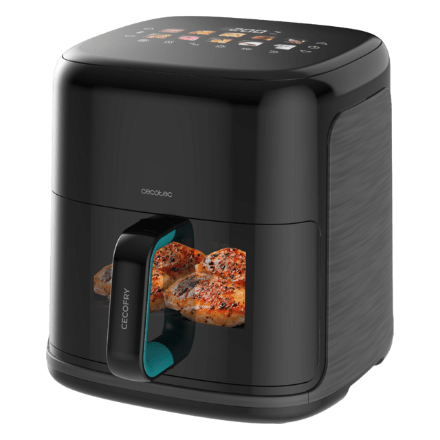 Cecofry&Grill Smokin'Prime 6500 Freidora de aire con doble resistencia para dorado perfecto y sabor de parrilla en carnes, capacidad de 6,5 litros y potencia de 2200 W para platos saludables.