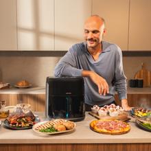 Cecofry&Grill Smokin'Prime 6500 Freidora de aire con doble resistencia para dorado perfecto y sabor de parrilla en carnes, capacidad de 6,5 litros y potencia de 2200 W para platos saludables.