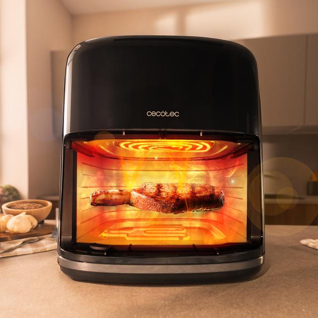 Cecofry&Grill Smokin'Prime 6500 Freidora de aire con doble resistencia para dorado perfecto y sabor de parrilla en carnes, capacidad de 6,5 litros y potencia de 2200 W para platos saludables.