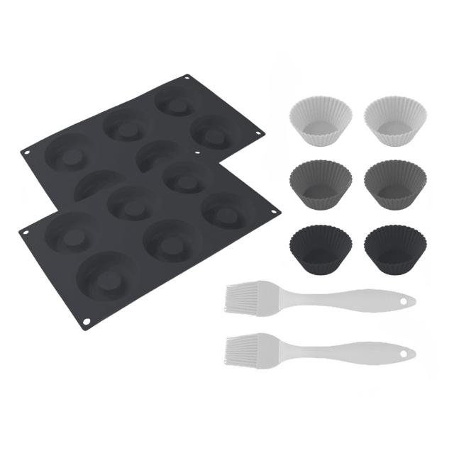 Cecofry SweetBake XL Pack Accessories Moldes de silicona de alta calidad y libres de BPA para donas y magdalenas, pinceles de silicona, y es compatible con freidoras de aire de 9L, ofreciendo una superficie antiadherente para una limpieza fácil.