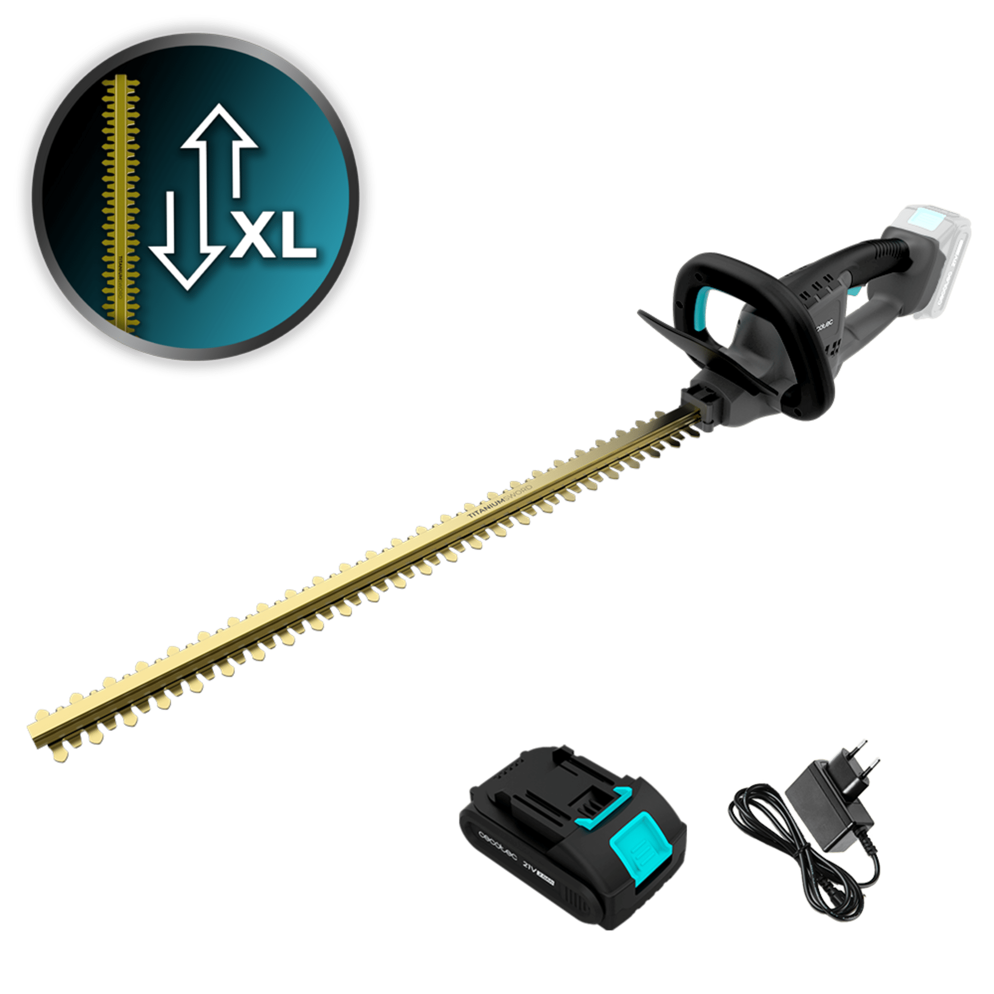 TitaniumSword 6100 XL Freemove Tagliasiepi con filo e con lame in titanio