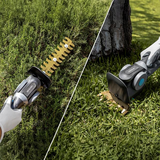 TitaniumSword 2120 Hand XL Cortasetos de mano 2en1. Batería 21V. Motor sin escobillas, Brushless. Cuchillas de titanio. Incluye dos acesorios para diferentes tipos de corte.