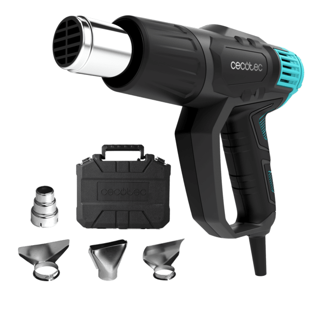 Hell Gun 7500 Full Equip Pistola de calor con 2000W de potencia. Velocidad de aire regulable. Rango de temperatura de 50ºC a 550ºC.  Incluye 4 cabezales intercambiables y maletín. Calentamiento ultrarrápido.