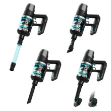 Aspirador vertical Conga Rockstar 9500 Lunar Pet Flex com potência máxima de sucção de 300 AW e ultrapotência de 780 W. 90 minutos de autonomia. Escova anti-emaranhado HairLess. Tubo flexível e kit de acessórios completo. Inclui escova de animais.